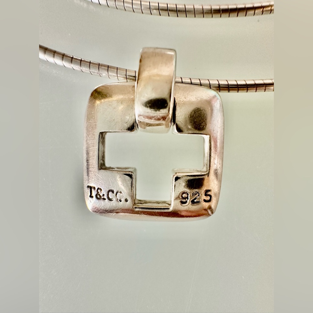 AUTHENTIC Tiffany & Co Sterling Silver Cross Cutout Pendant Necklace - Picture 8 of 15